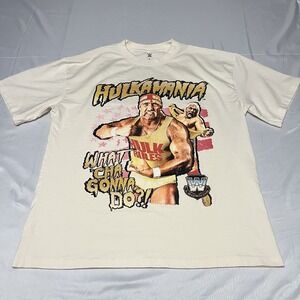 Culture Kings X WWE Hulk Hogan Heavyweight T-SHIRT Size XL Cream Oversized